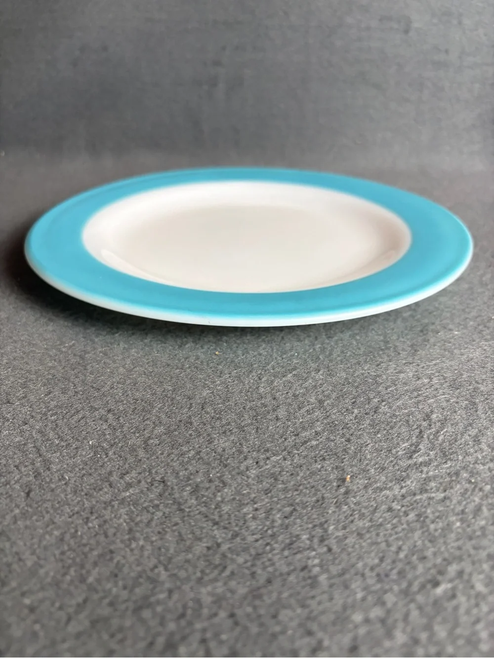 Vintage 50s Pyrex Aqua Turquoise Wide Band 10” Dinner Plates Set Of 2 Milk Glass